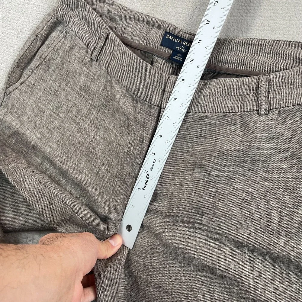 Banana Republic Wide Leg Trouser Pants Women 12P‎ Petite Brown Linen Blend